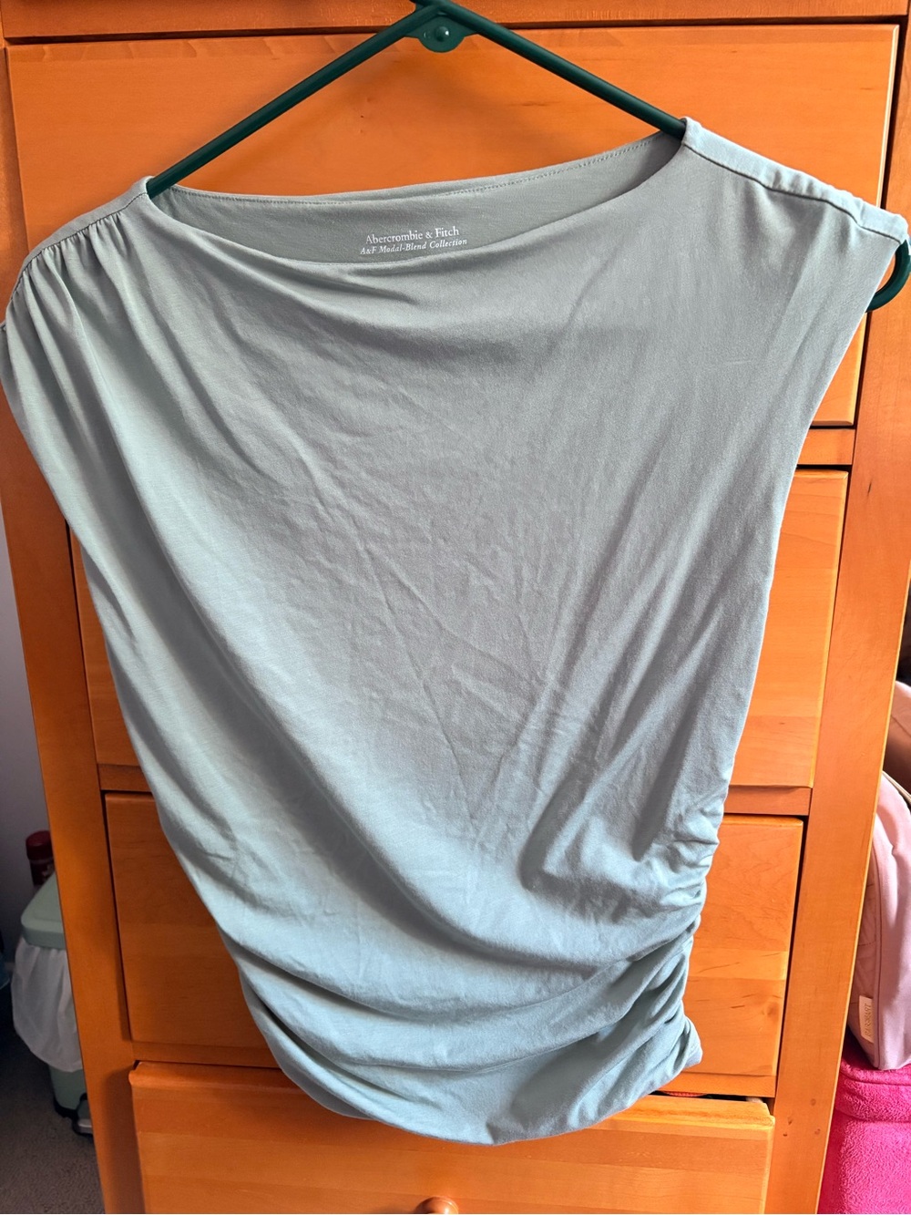 Abercrombie & Fitch Light Sage Green Ruched Side Women's Tunic